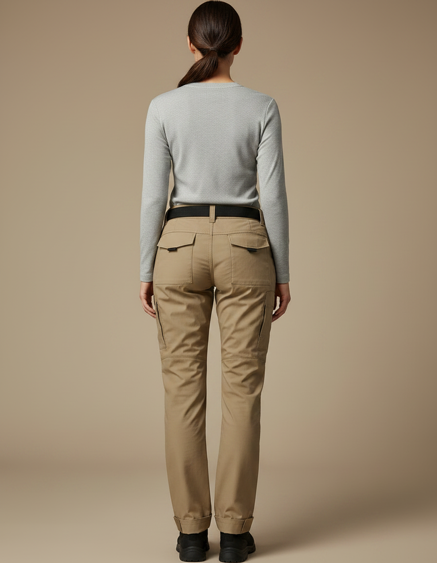 Pantalon Randonnée Beige Cargo Multi-poches Femme - Toile - vue 2