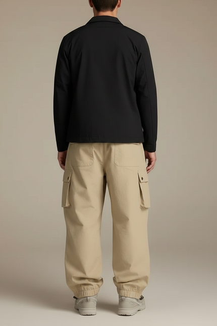 Pantalon Randonnée Beige Cargo Ample Multi-poches Homme - Toile - vue 2