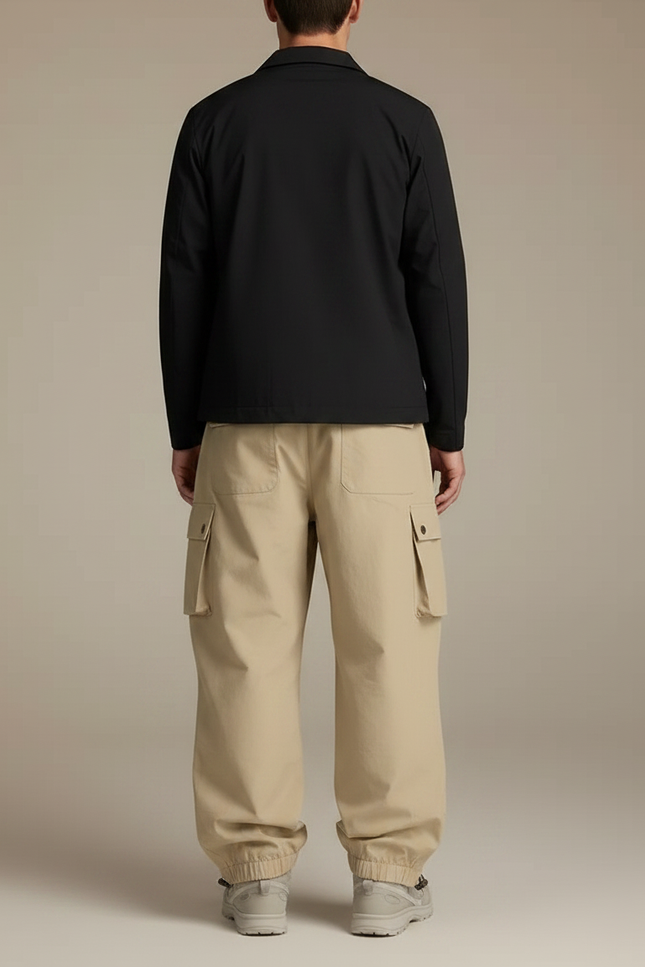 Pantalon Randonnée Beige Cargo Ample Multi-poches Homme - Toile - vue 2