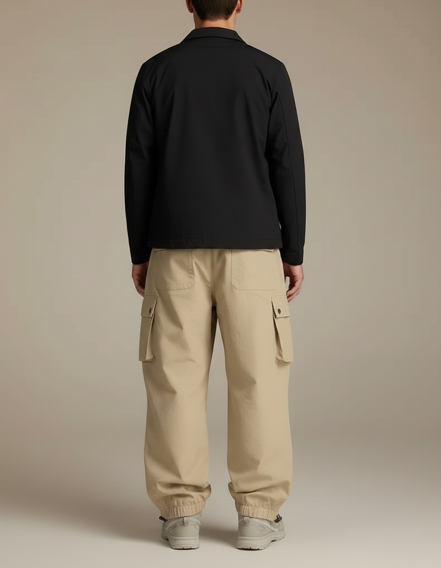 Pantalon Randonnée Beige Cargo Ample Multi-poches Homme - Toile - vue 2