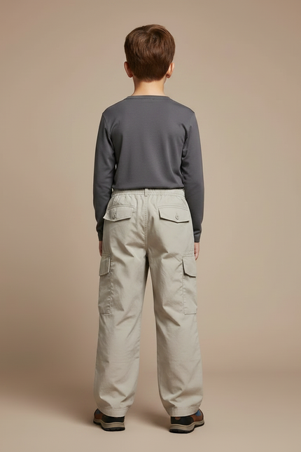 Pantalon Randonnée Beige Cargo Ample Enfant Coton - vue 2
