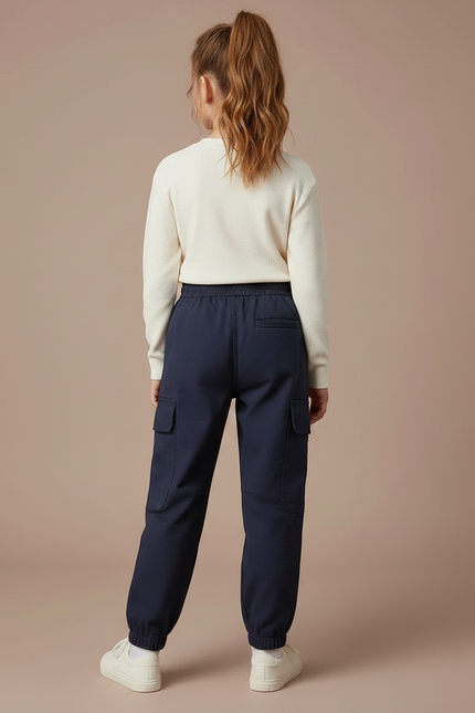 Pantalon Randonnée Bleu Marine Cargo Enfant Décontracté Coton - vue 2