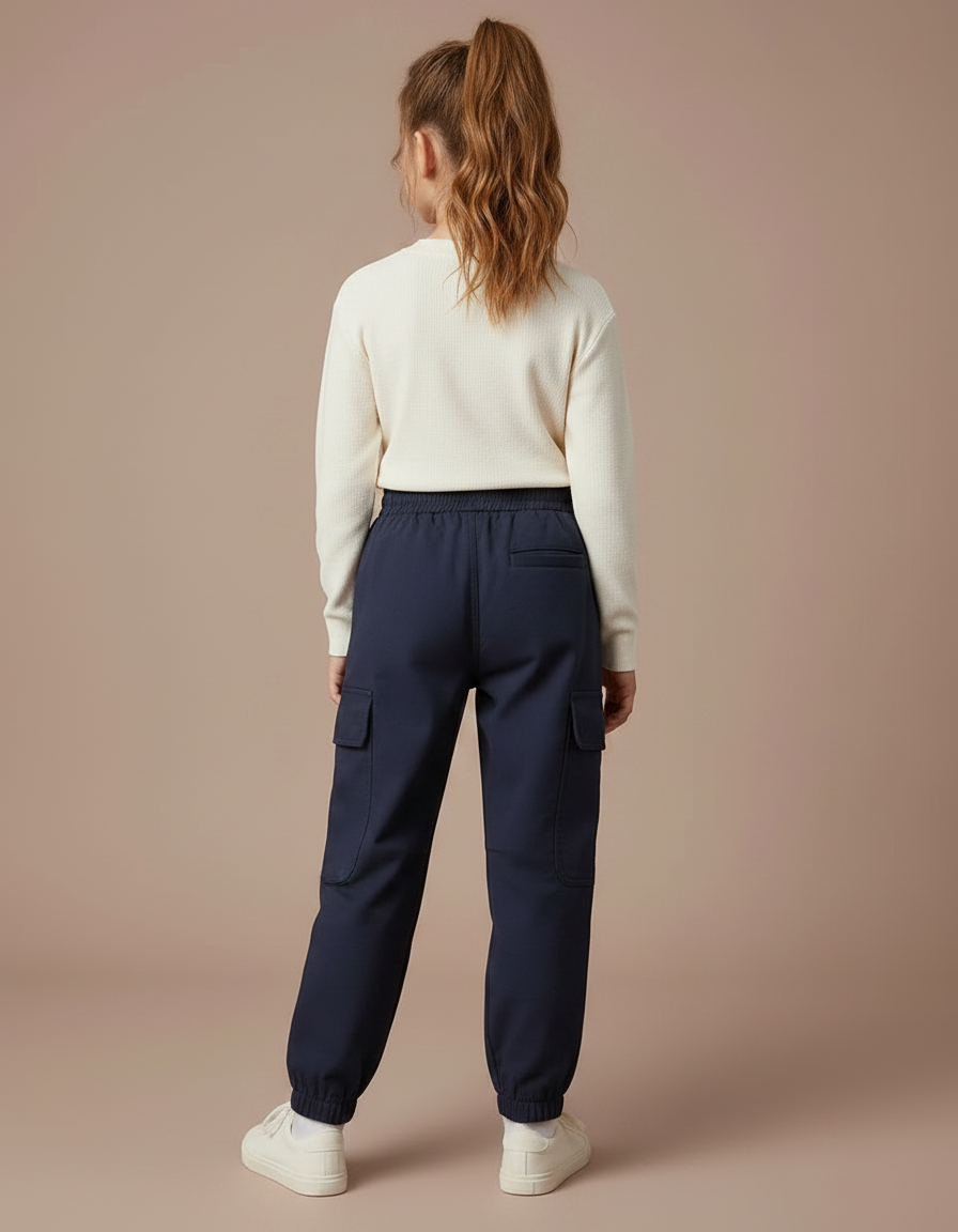 Pantalon Randonnée Bleu Marine Cargo Enfant Décontracté Coton - vue 2