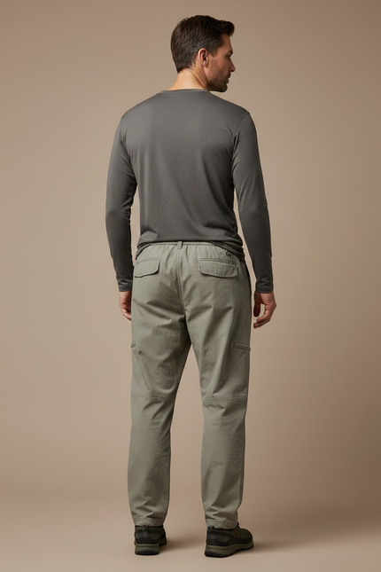 Pantalon Randonnée Kaki Cargo Ample Décontracté Homme - Polyester - vue 2