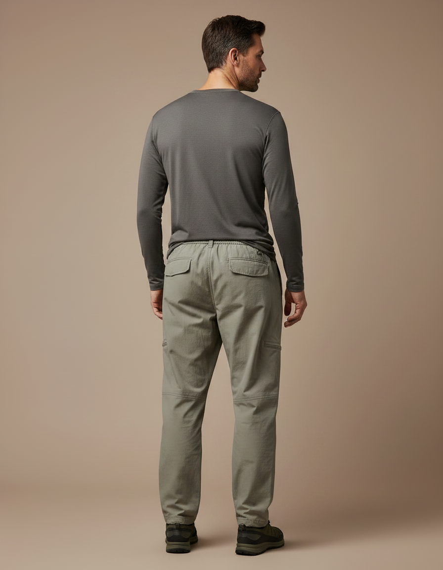Pantalon Randonnée Kaki Cargo Ample Décontracté Homme - Polyester - vue 2