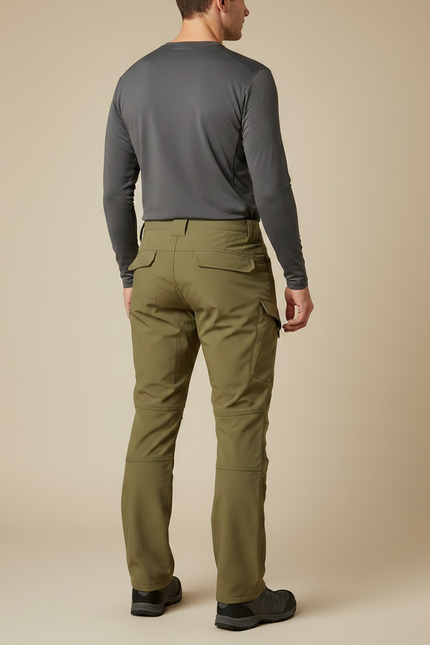 Pantalon Randonnée Kaki Cargo Softshell Homme Coupe Droite - Polyester - vue 2