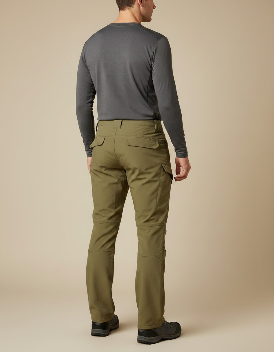 Pantalon Randonnée Kaki Cargo Softshell Homme Coupe Droite - Polyester - vue 2