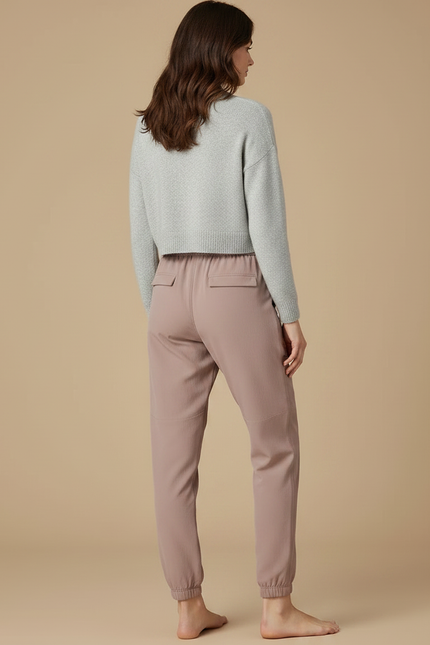 Pantalon Randonnée Femme Cargo Ample Taille Haute Rose - Polyester - vue 2