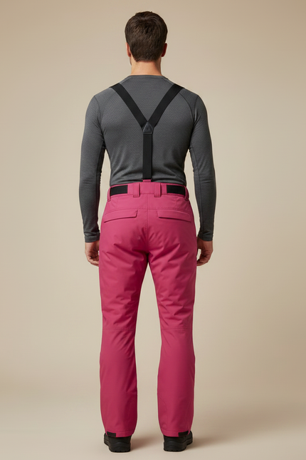 Pantalon Randonnée Rose Imperméable Bretelles Ski Homme - Polyester - vue 2
