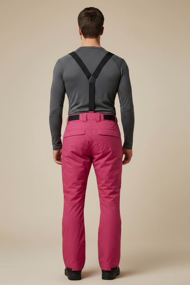 Pantalon Randonnée Rose Imperméable Bretelles Ski Homme - Polyester - vue 2