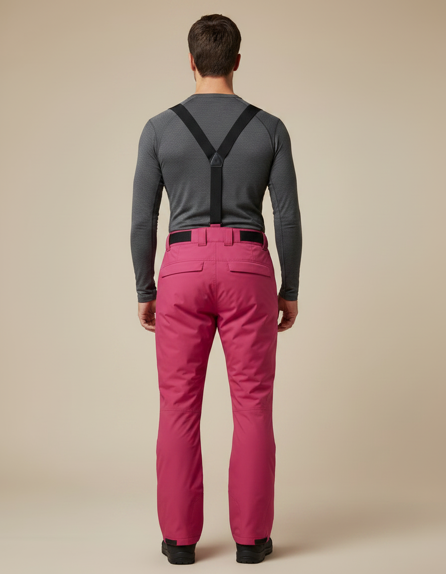 Pantalon Randonnée Rose Imperméable Bretelles Ski Homme - Polyester - vue 2