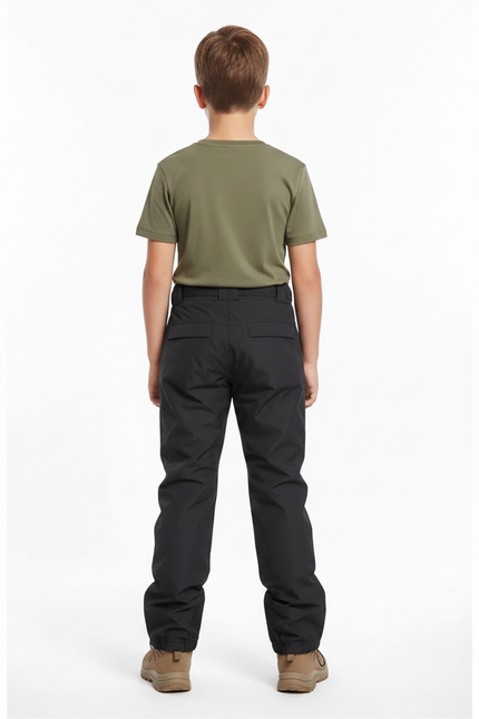 Pantalon Randonnée Noir Imperméable Tactique Enfant - Polyester - vue 2