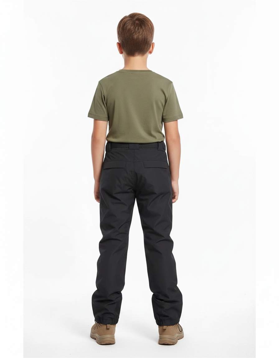 Pantalon Randonnée Noir Imperméable Tactique Enfant - Polyester - vue 2