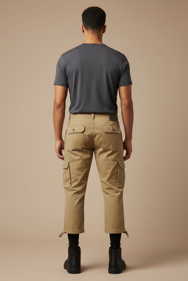 Pantalon Randonnée Kaki Cargo Court Homme Décontracté - Toile - vue 2