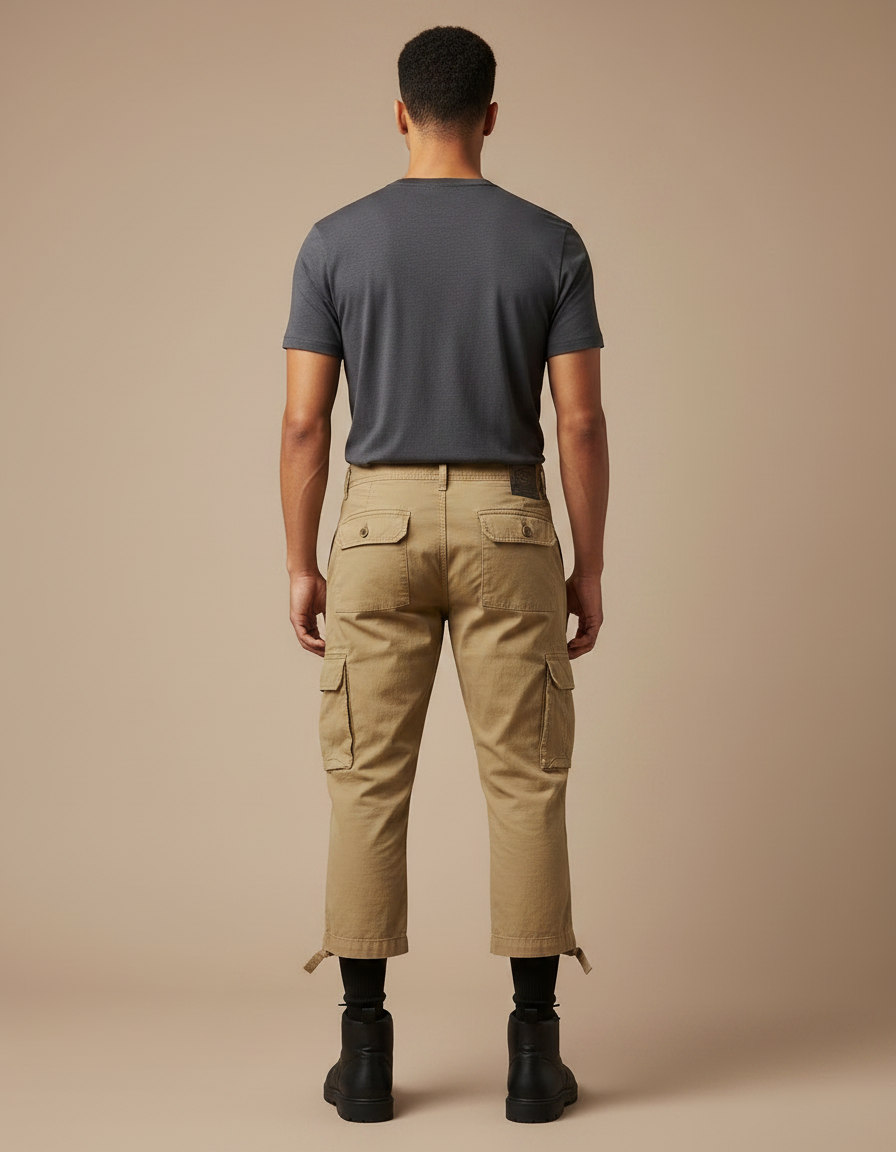 Pantalon Randonnée Kaki Cargo Court Homme Décontracté - Toile - vue 2