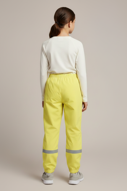Pantalon Randonnée Jaune Fluorescent Ample Imperméable Enfant - Polyester - vue 2