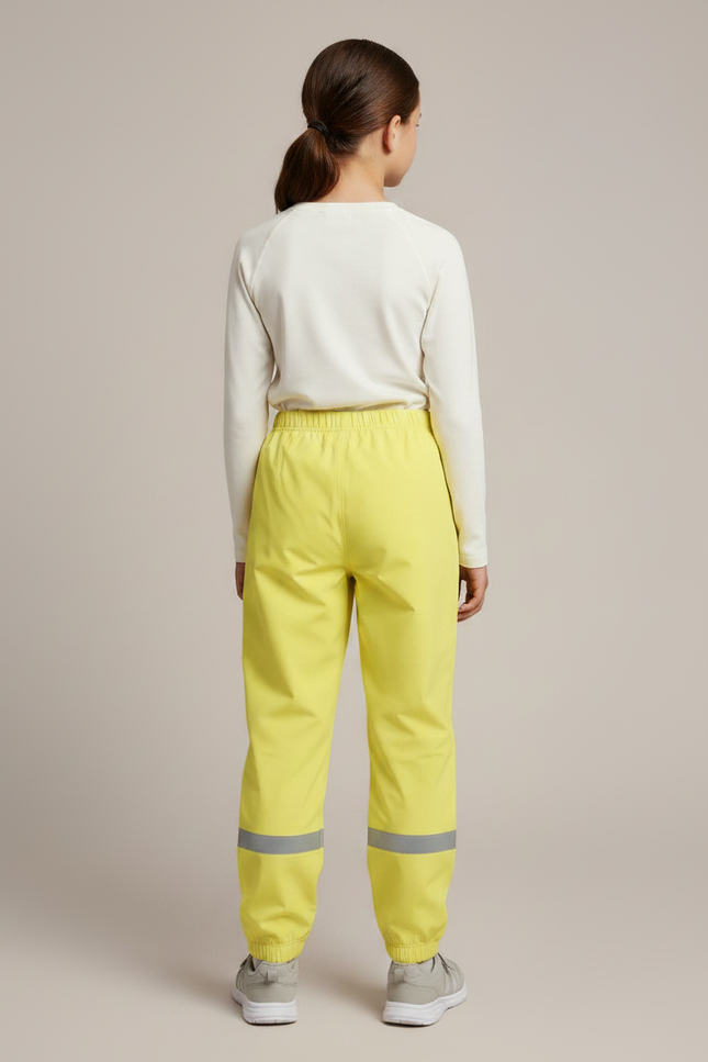Pantalon Randonnée Jaune Fluorescent Ample Imperméable Enfant - Polyester - vue 2