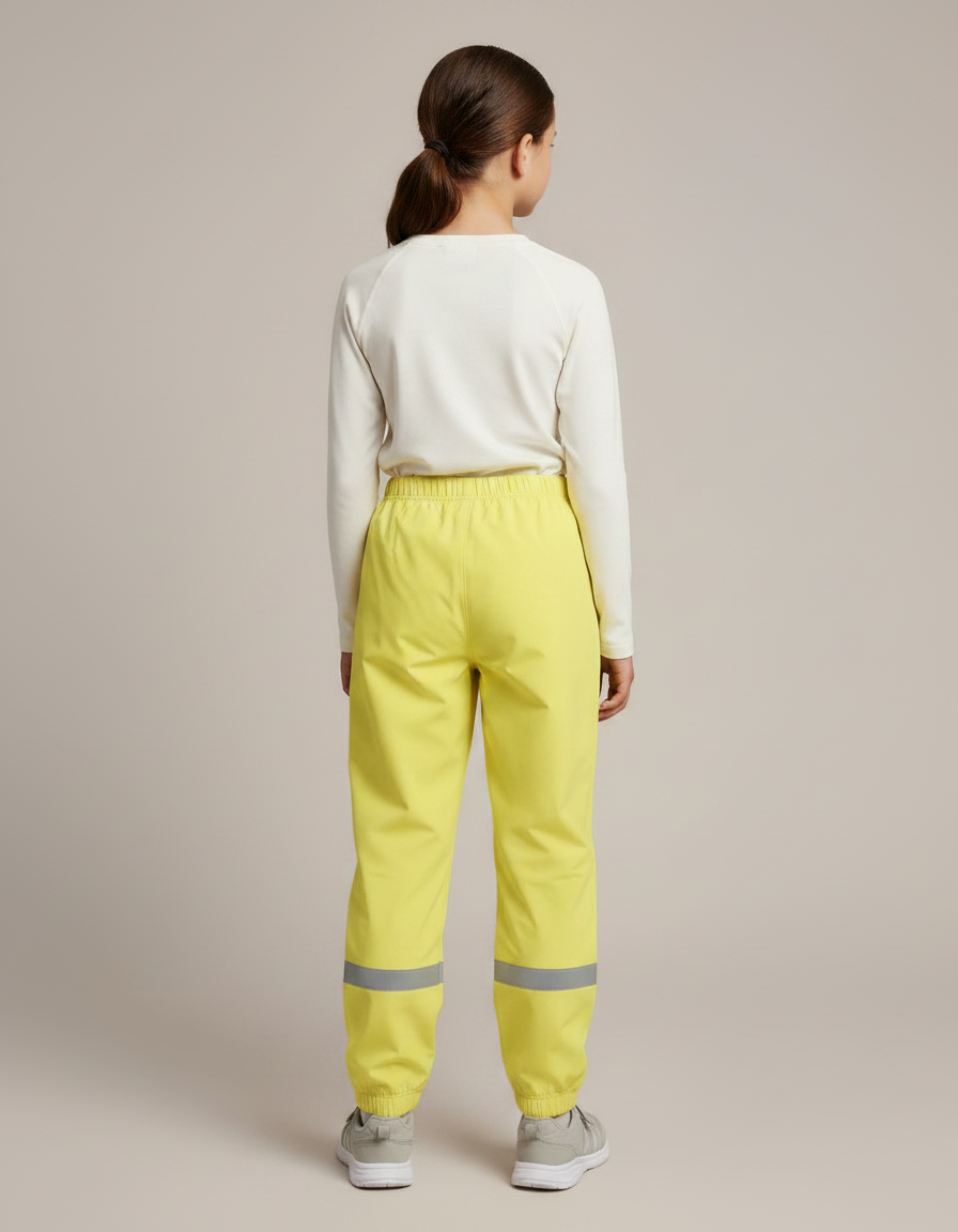 Pantalon Randonnée Jaune Fluorescent Ample Imperméable Enfant - Polyester - vue 2