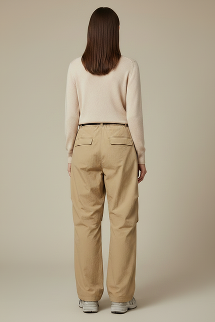 Pantalon Randonnée Beige Nylon Ample Ceinturé Femme - Polyester - vue 2