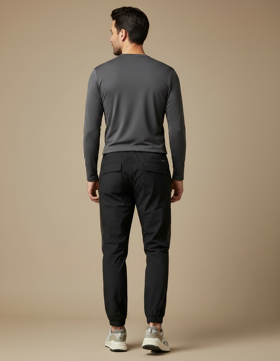 Pantalon Randonnée Noir Homme Léger Sport Cargo Élastiqué - Polyester - vue 2