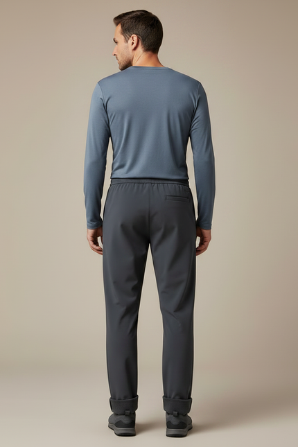 Pantalon Randonnée Homme Gris Doublé Polaire Coupe Droite - Polyester - vue 2