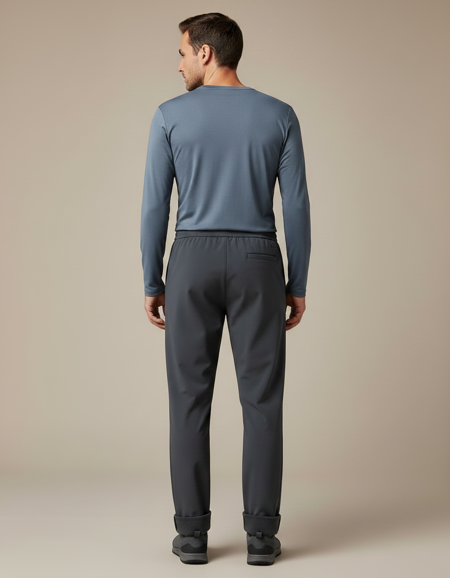 Pantalon Randonnée Homme Gris Doublé Polaire Coupe Droite - Polyester - vue 2
