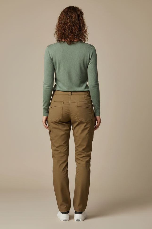 Pantalon Randonnée Femme Marron Cargo Slim Confortable - Gabardine - vue 2