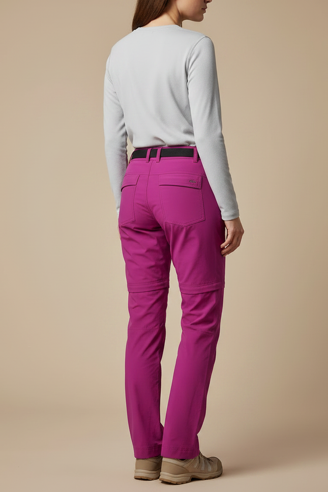 Pantalon Randonnée Femme Fuchsia Convertible Léger Séchage Rapide - Rose Polyester - vue 2