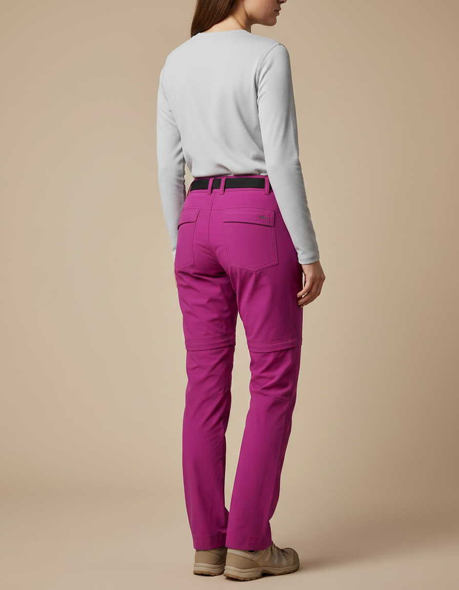Pantalon Randonnée Femme Fuchsia Convertible Léger Séchage Rapide - Rose Polyester - vue 2