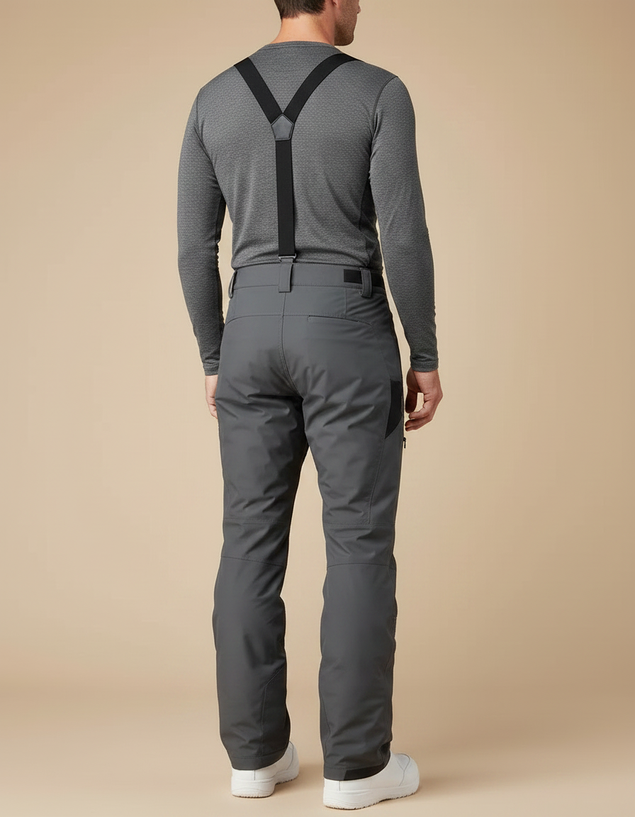 Pantalon Randonnée Gris Foncé Bretelles Imperméable Hiver Homme - Polyester - vue 2