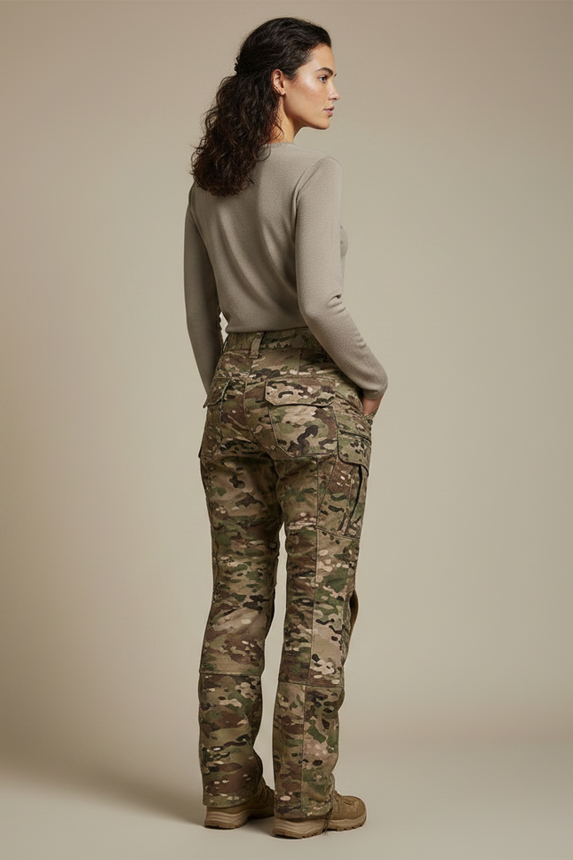 Pantalon Randonnée Camouflage Femme Tactique Multi-poches Durable - Multicolore Toile - vue 2