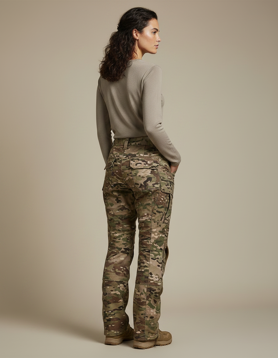 Pantalon Randonnée Camouflage Femme Tactique Multi-poches Durable - Multicolore Toile - vue 2