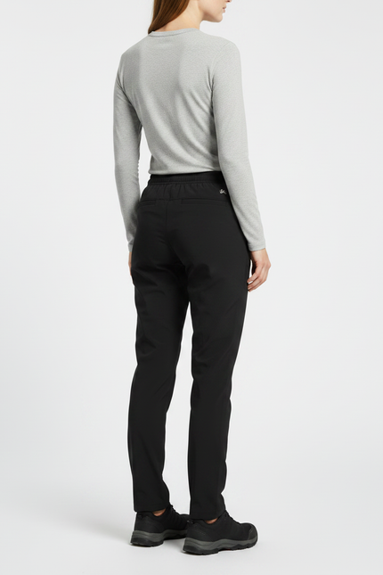 Pantalon Randonnée Noir Élastique Cordon Poches Zippées Femme - Polyester - vue 2
