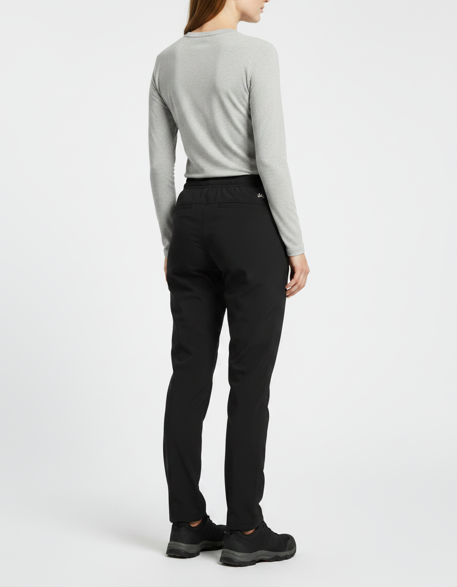 Pantalon Randonnée Noir Élastique Cordon Poches Zippées Femme - Polyester - vue 2