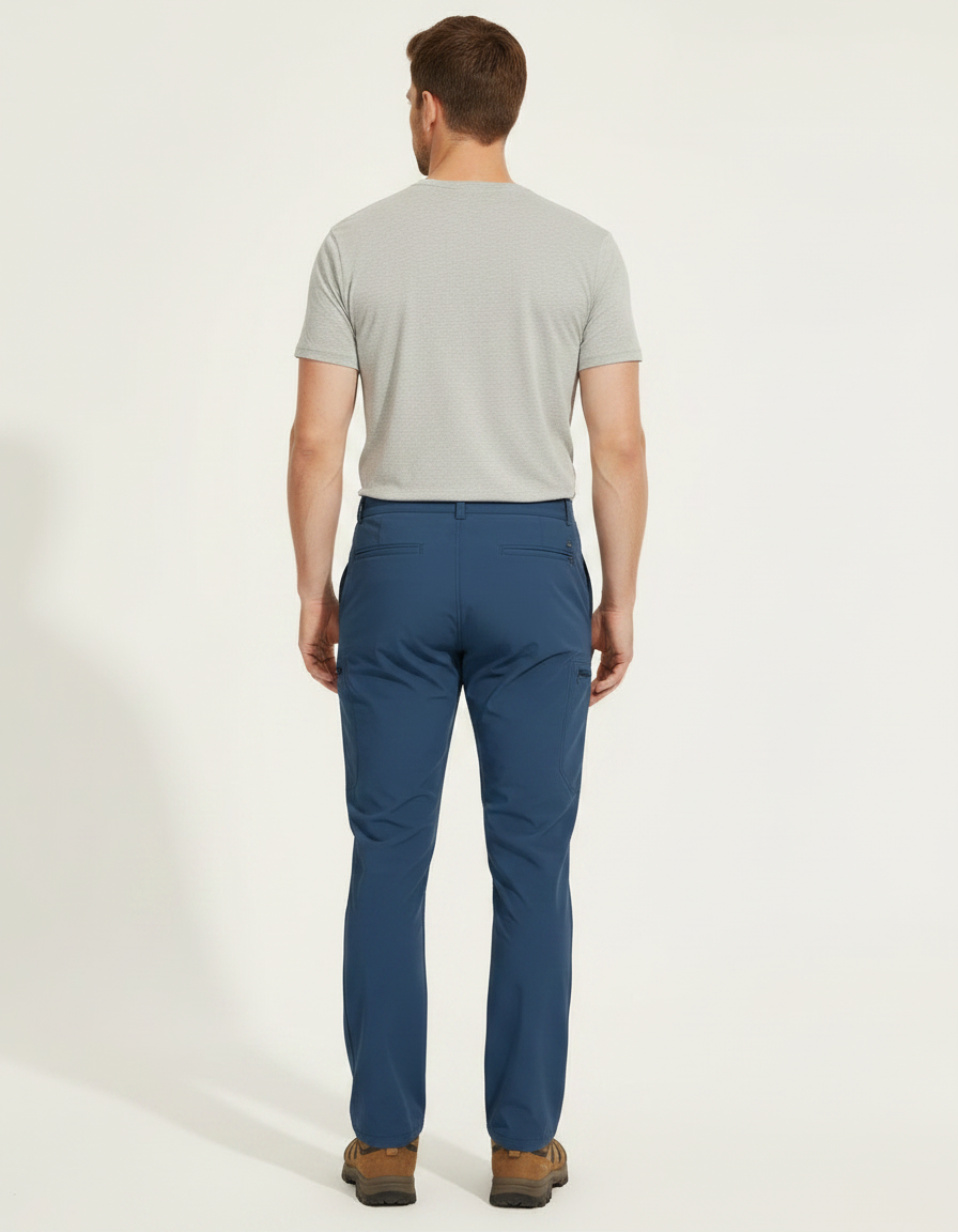 Pantalon Randonnée Bleu Cargo Droit Multipoches Homme - Polyester - vue 2