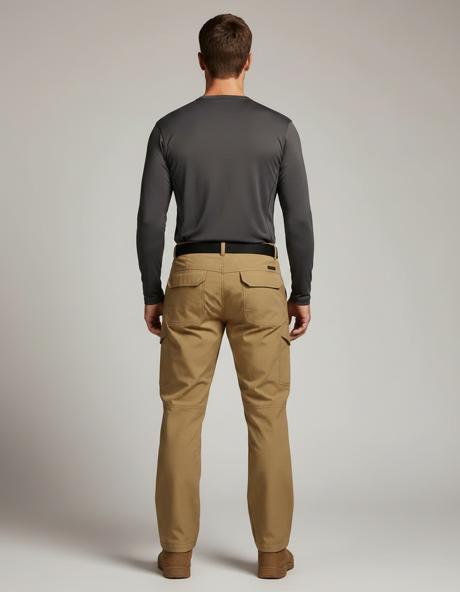 Pantalon Randonnée Beige Cargo Multi-Poches Robuste Homme - Toile - vue 2