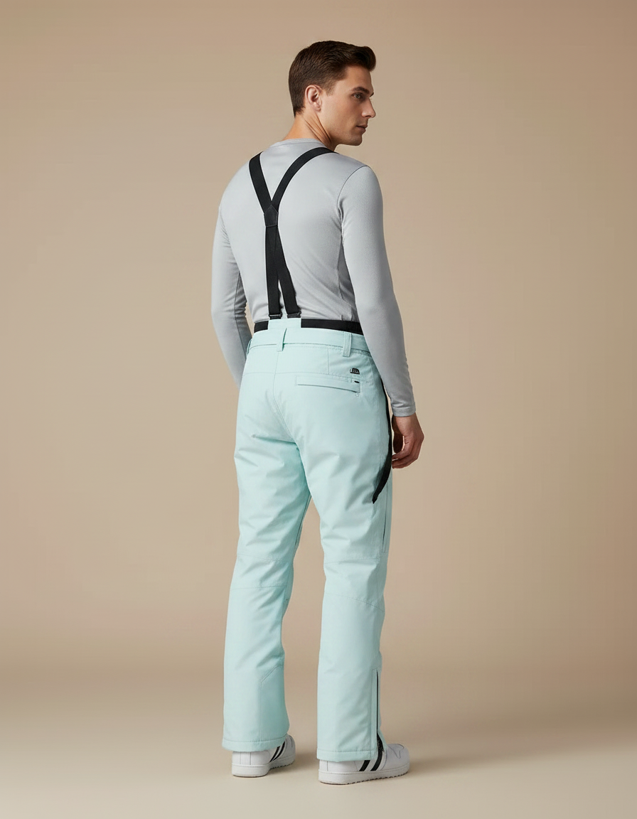 Pantalon Randonnée Aqua Bretelles Imperméable Ski Homme - Bleu Polyester - vue 2