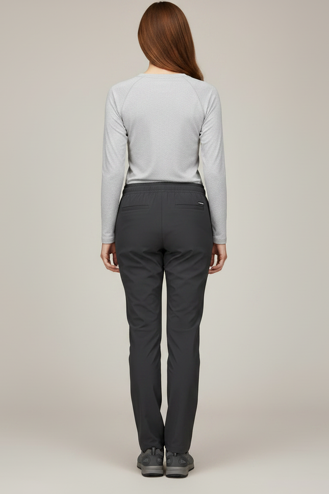 Pantalon Randonnée Femme Gris Imperméable Cordon Ajustable - Polyester - vue 2