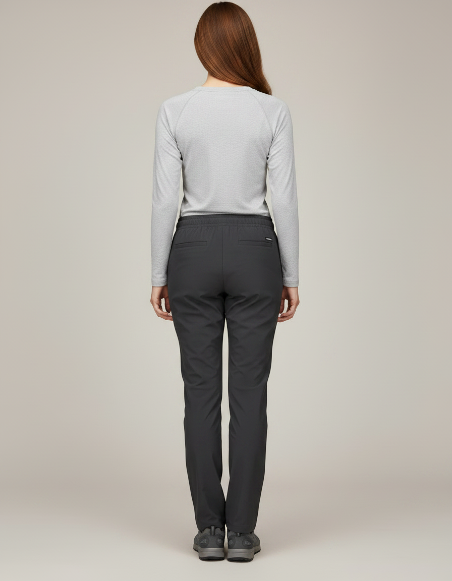 Pantalon Randonnée Femme Gris Imperméable Cordon Ajustable - Polyester - vue 2