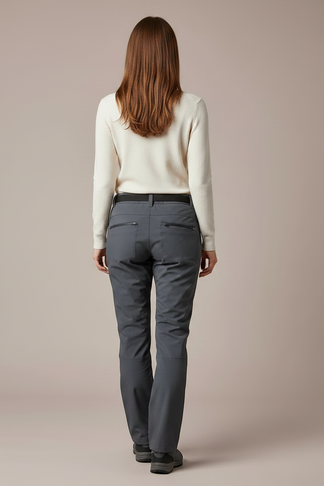 Pantalon Randonnée Femme Gris Coupe Droite Imperméable - Polyester - vue 2