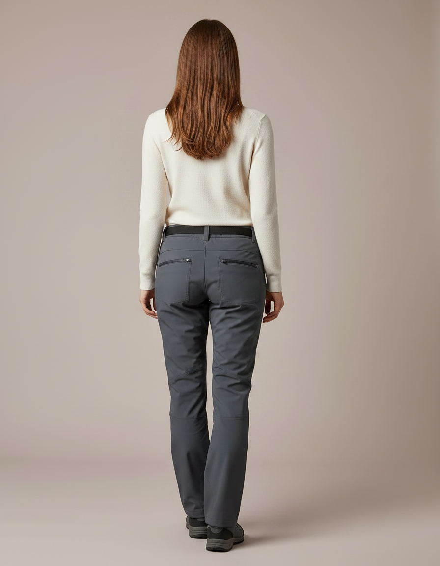 Pantalon Randonnée Femme Gris Coupe Droite Imperméable - Polyester - vue 2