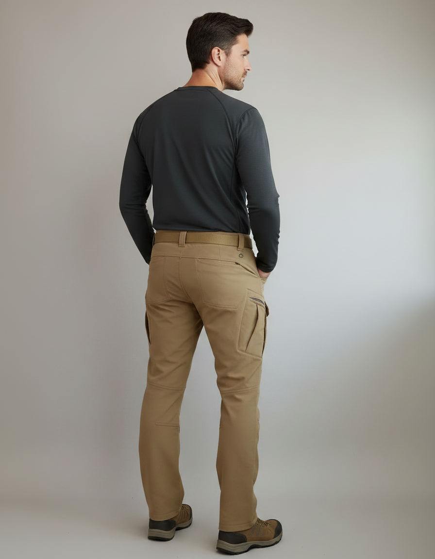 Pantalon Randonnée Beige Cargo Tactique Imperméable Homme - Polyester - vue 2
