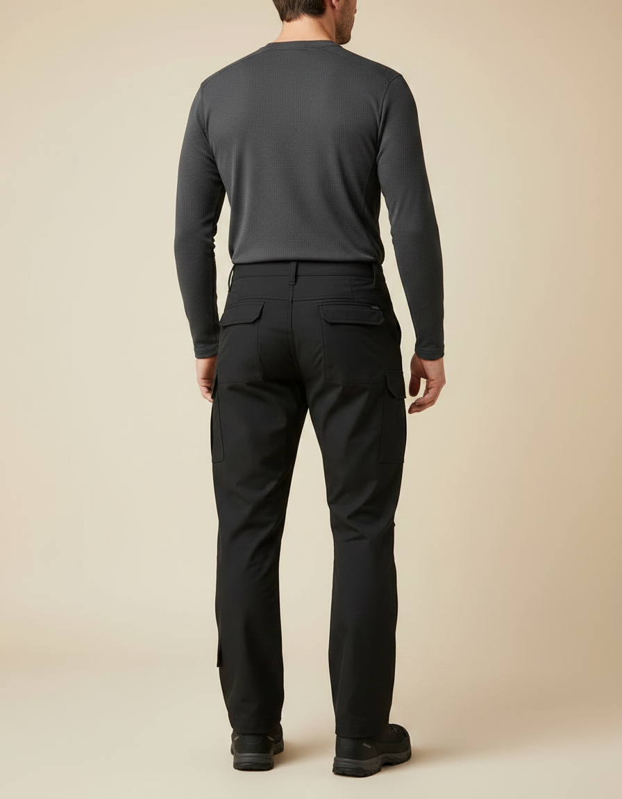 Pantalon Randonnée Noir Cargo Confortable Multipoches Homme Tactique - Polyester - vue 2