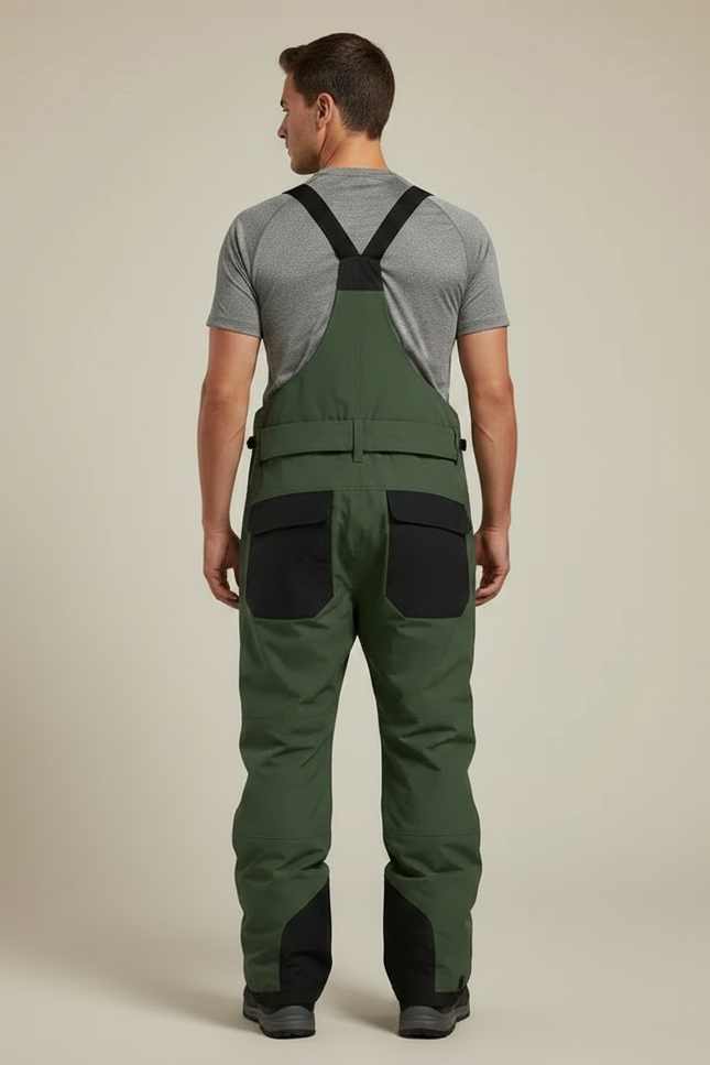 Pantalon Randonnée Vert Bretelles Imperméable Coupe Ample - Polyester - vue 2