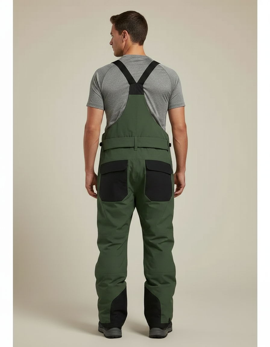 Pantalon Randonnée Vert Bretelles Imperméable Coupe Ample - Polyester - vue 2