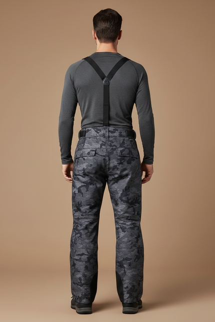 Pantalon Randonnée Camouflage Gris Imperméable Bretelles Homme - Polyester - vue 2