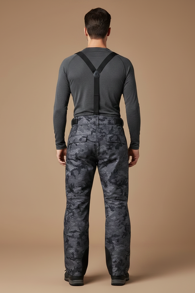 Pantalon Randonnée Camouflage Gris Imperméable Bretelles Homme - Polyester - vue 2