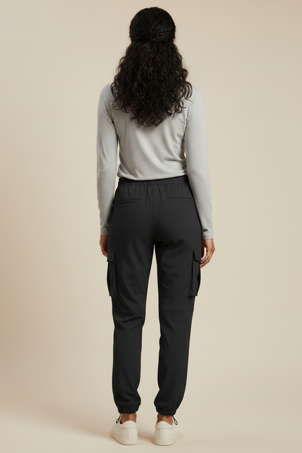 Pantalon Randonnée Noir Cargo Léger Femme Cordon - Polyester - vue 2