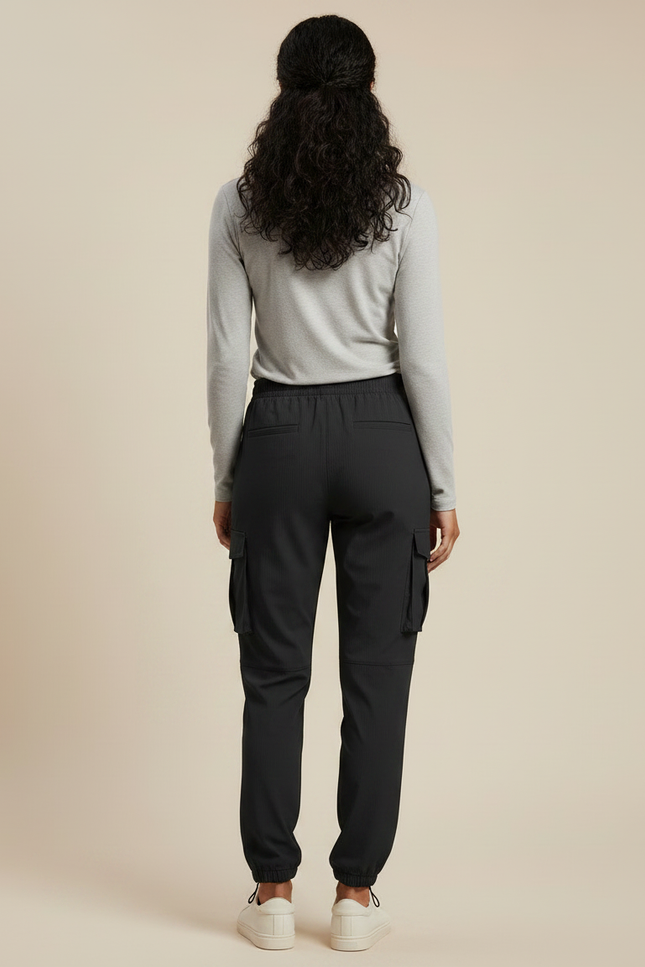 Pantalon Randonnée Noir Cargo Léger Femme Cordon - Polyester - vue 2
