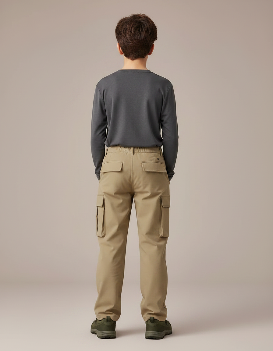 Pantalon Randonnée Beige Cargo Enfant Ample - Polyester - vue 2
